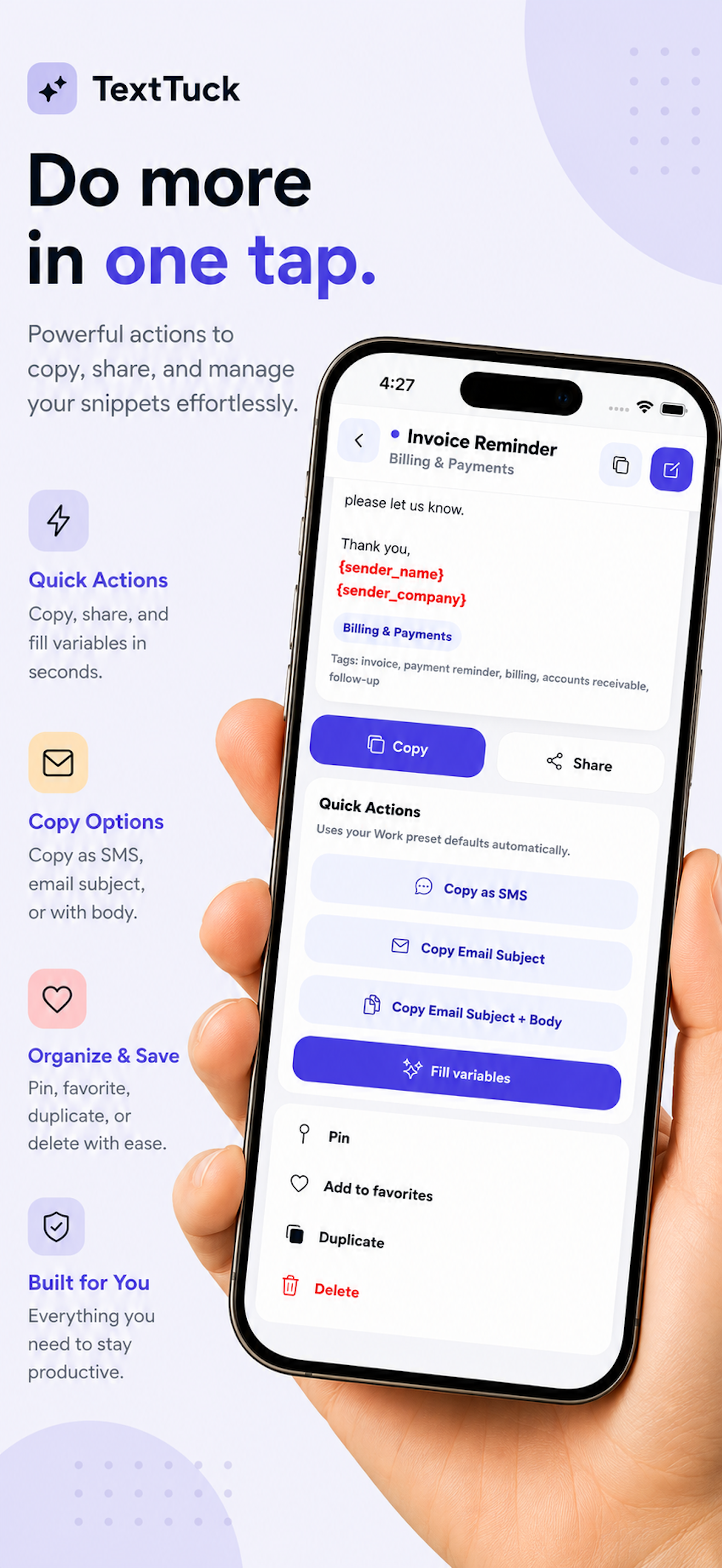 TextTuck: Snippets & Templates screenshot 4