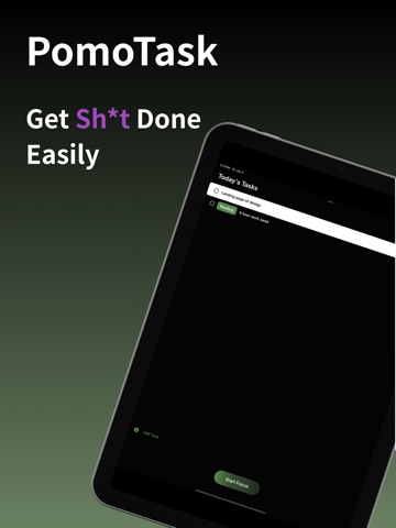 Focus to do: PomoTask iPad screenshot