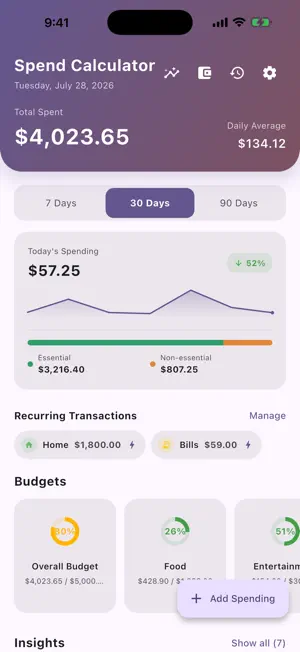 Spend Calculator screenshot 1