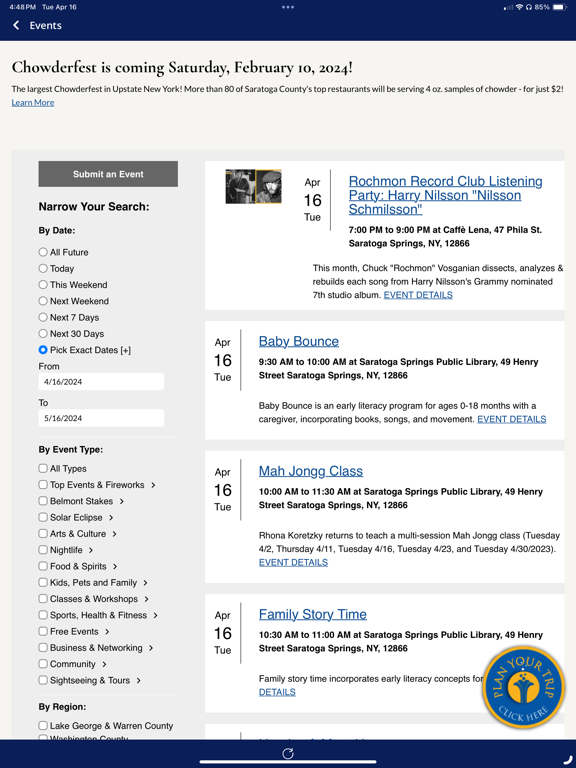 Discover Saratoga NY! iPad screenshot 8 - Travel app