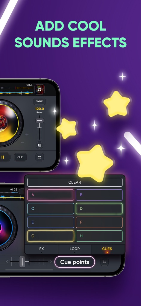 DJ it! Virtual Music Mixer app - Enrichissez vos performances avec des points de repère (Cue points) personnalisables et des effets professionnels intégrés pour une touche unique.