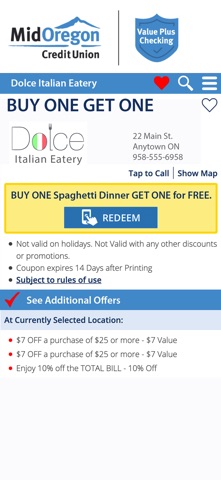 Mid Oregon Value Plus Checking iPhone screenshot