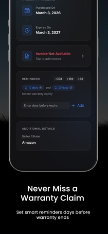Warranty Tracker (No Ads) iPhone screenshot