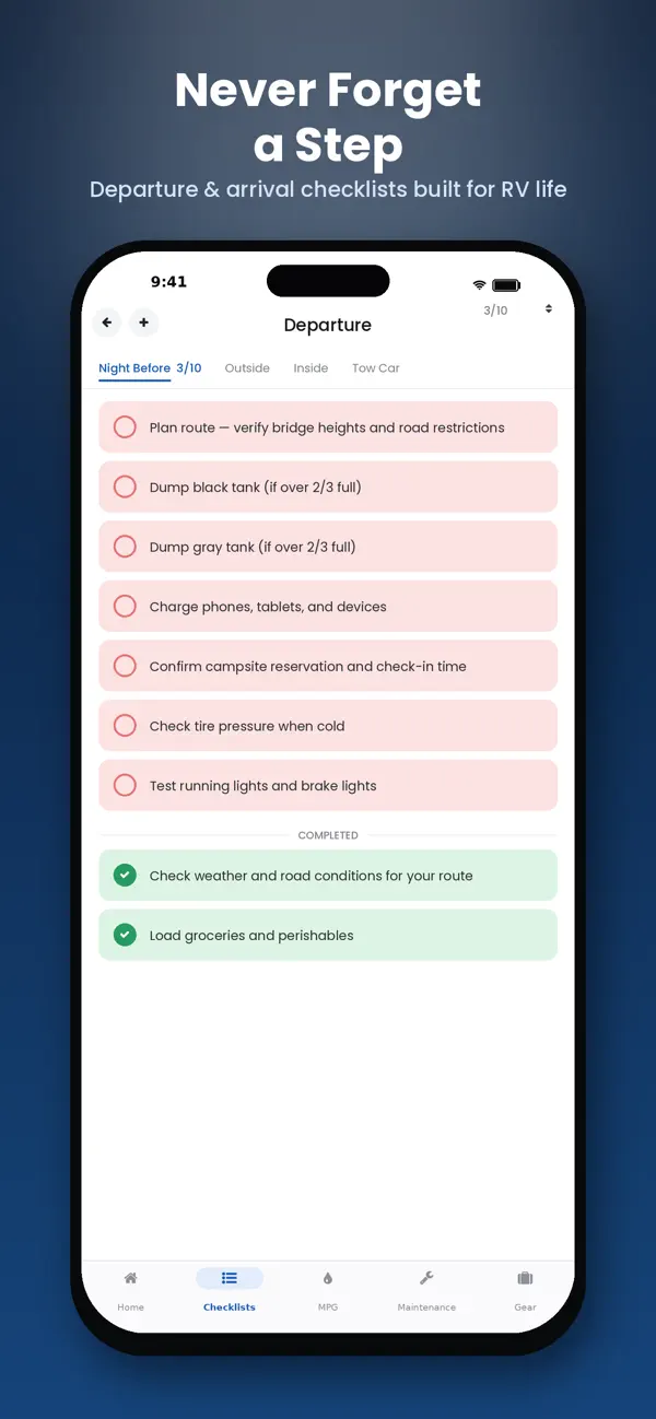 Ultimate RV Checklist Screenshot 2