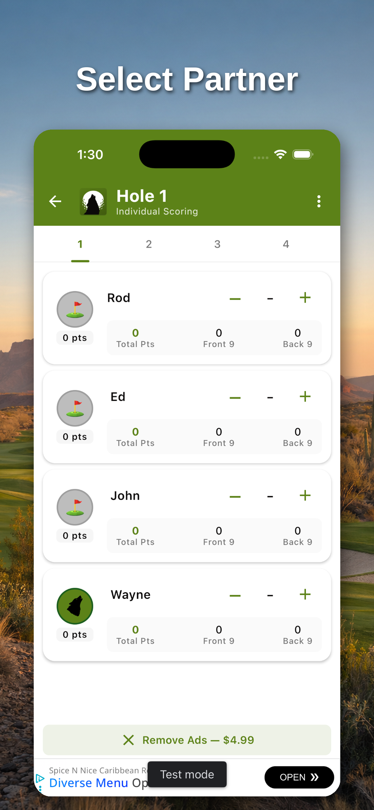 Wolf Golf Scorecard