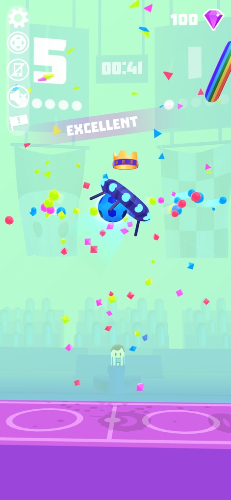 Hoop Stars - Witness the satisfying confetti celebration and instant 'EXCELLENT' feedback that reward precise gameplay.