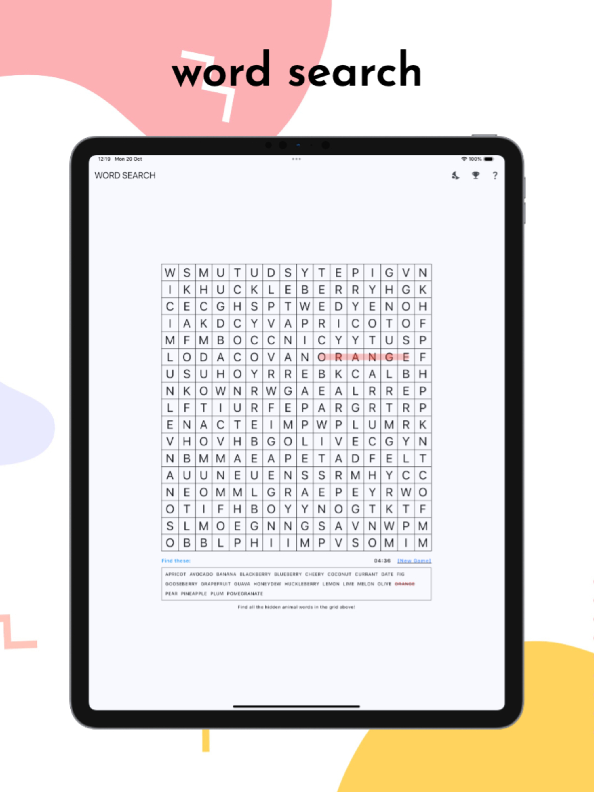 Word search: infinity puzzle