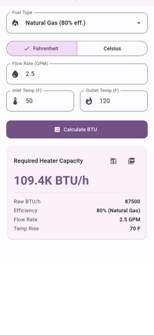 Water Heater Calc Plumb screenshot