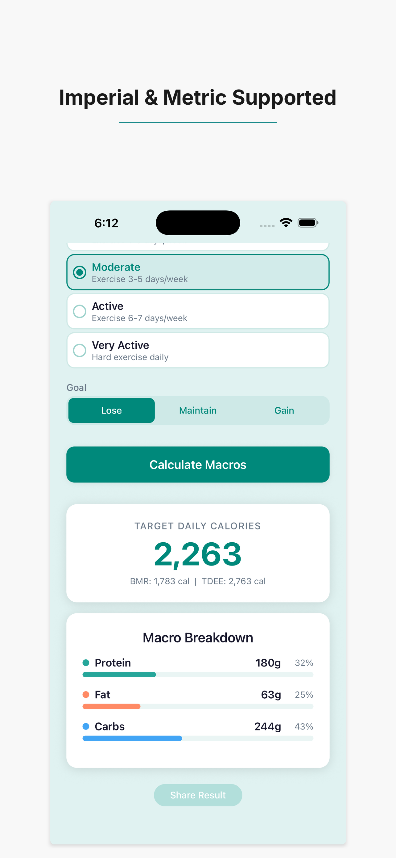 Macro Calc: TDEE & Macros screenshot 4