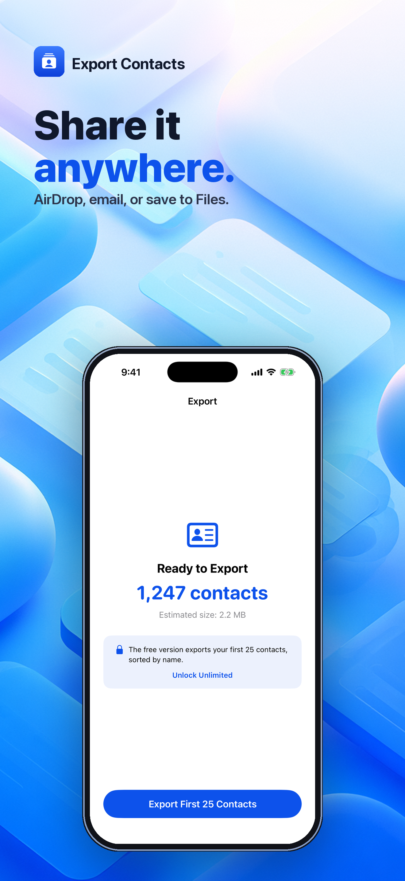 Backly - Export Contacts screenshot 3