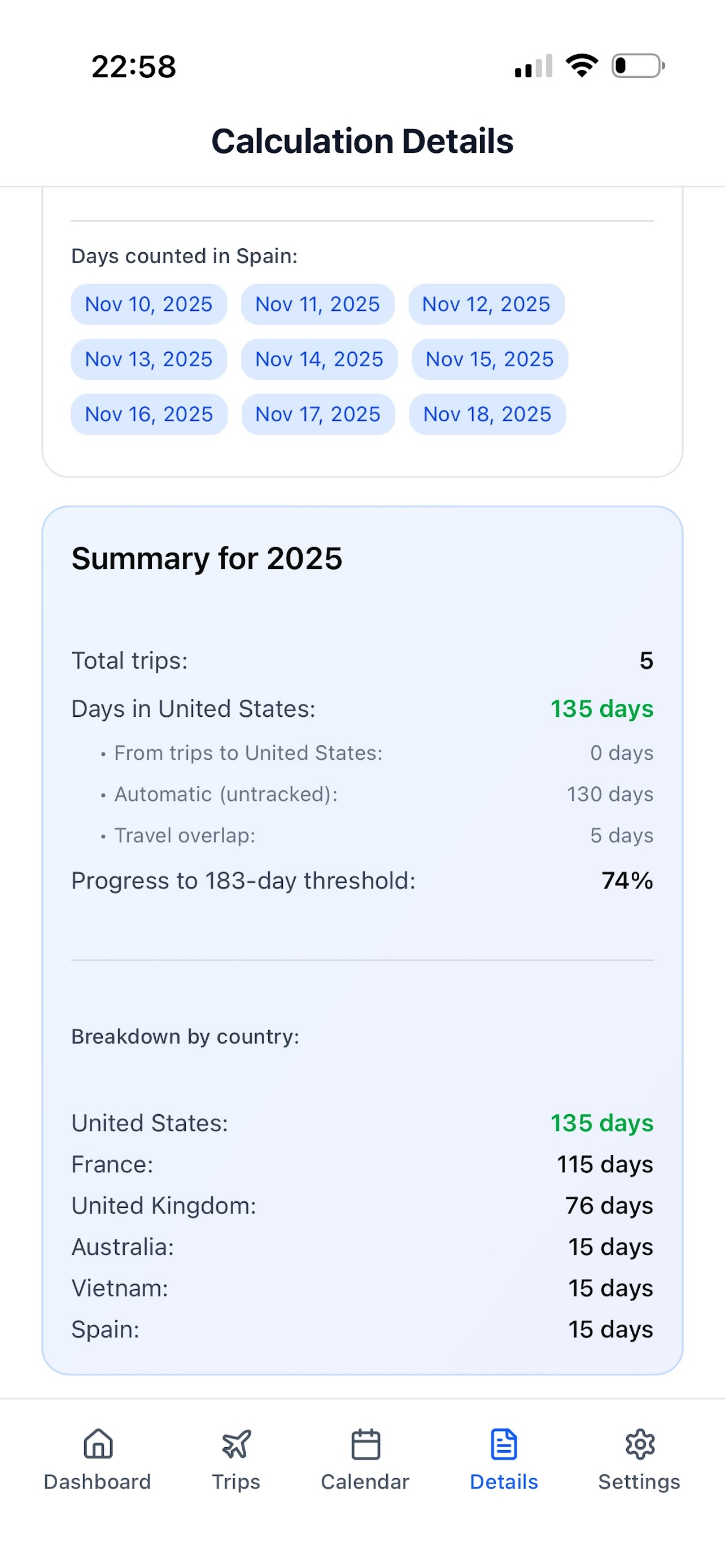 International Travel Tracker