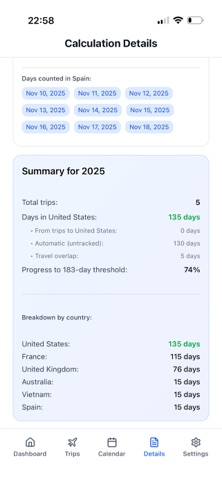 International Travel Tracker screenshot