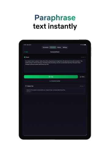 Humanize AI: Paraphrase Tool iPad screenshot