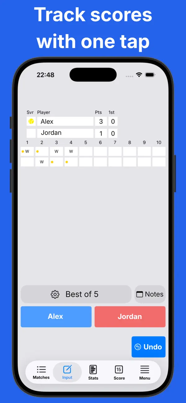 Screenshot #1 pour Table Tennis Score DataTT