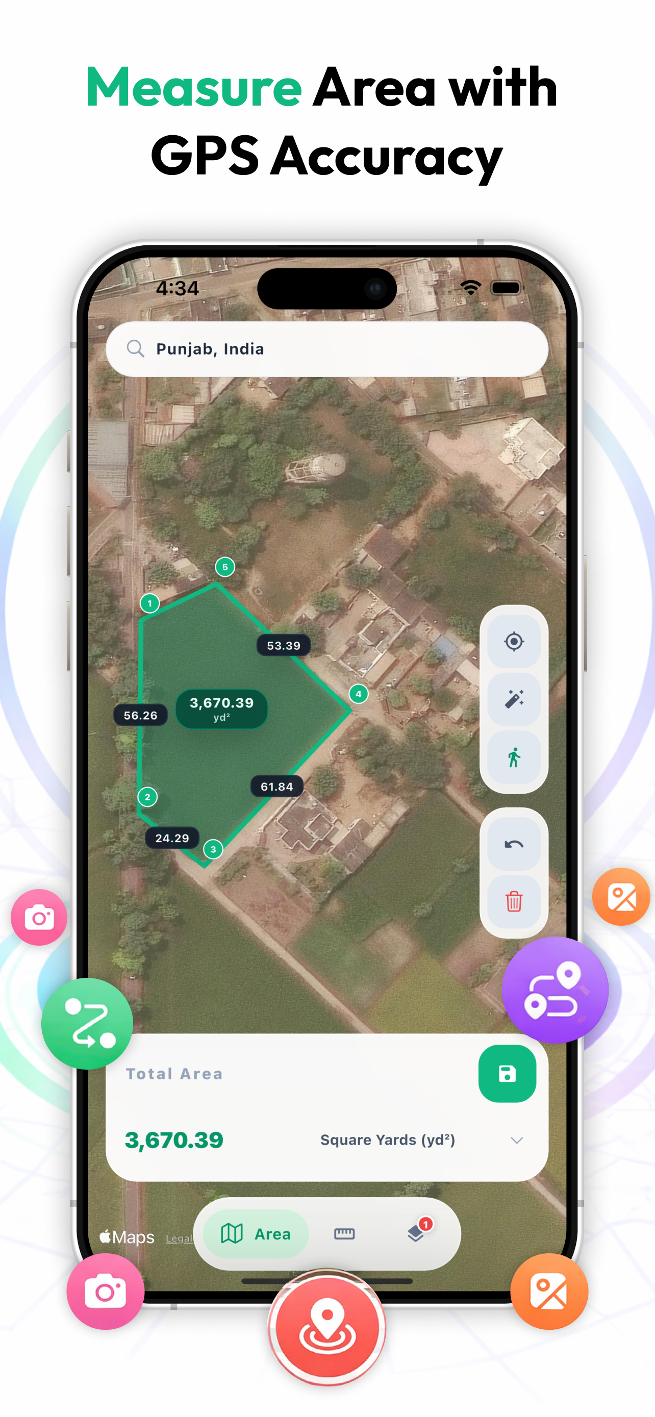 GPS Area Distance Measure