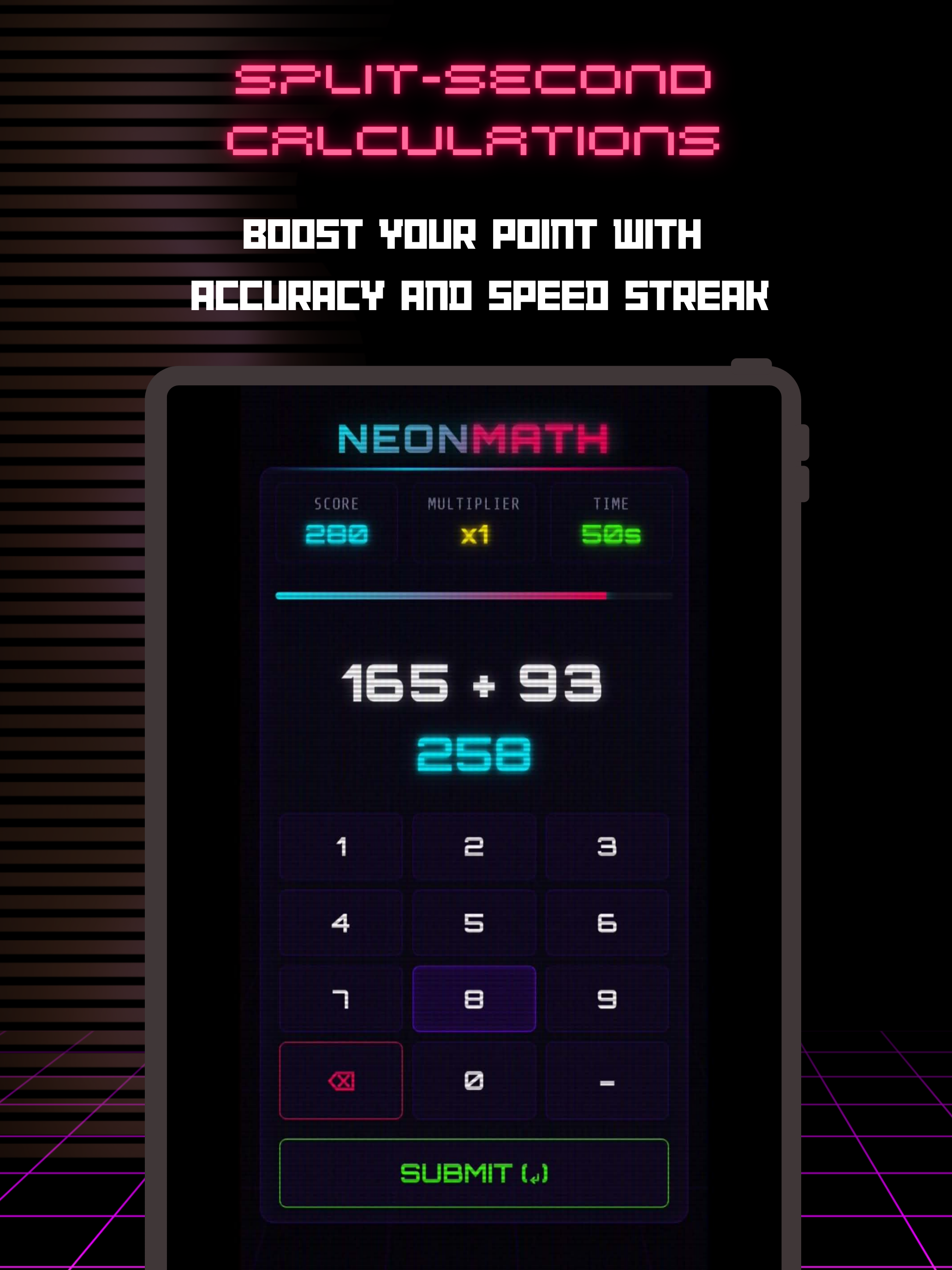 Neon Math: Speed Blitz Games screenshot 8