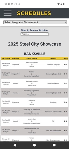 Shirey Tournament Tracker iPhone screenshot