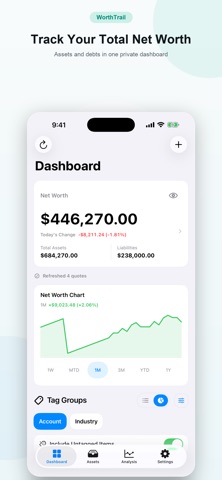WorthTrail - Net Worth Tracker Screenshot 1 of 10
