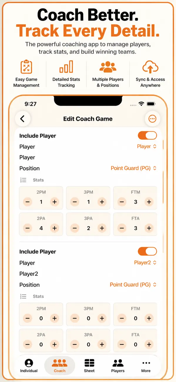 Basketball+ Stats & Scorebook Screenshot 1