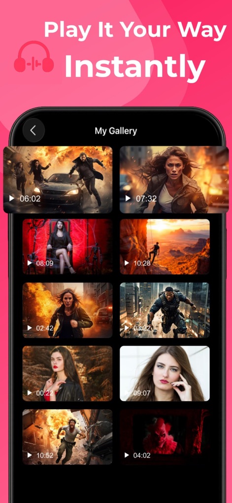 Tubidy Fm : Offline MP3 Player - Organize and access a personalized video gallery featuring clear video thumbnails and precise duration displays for each clip.