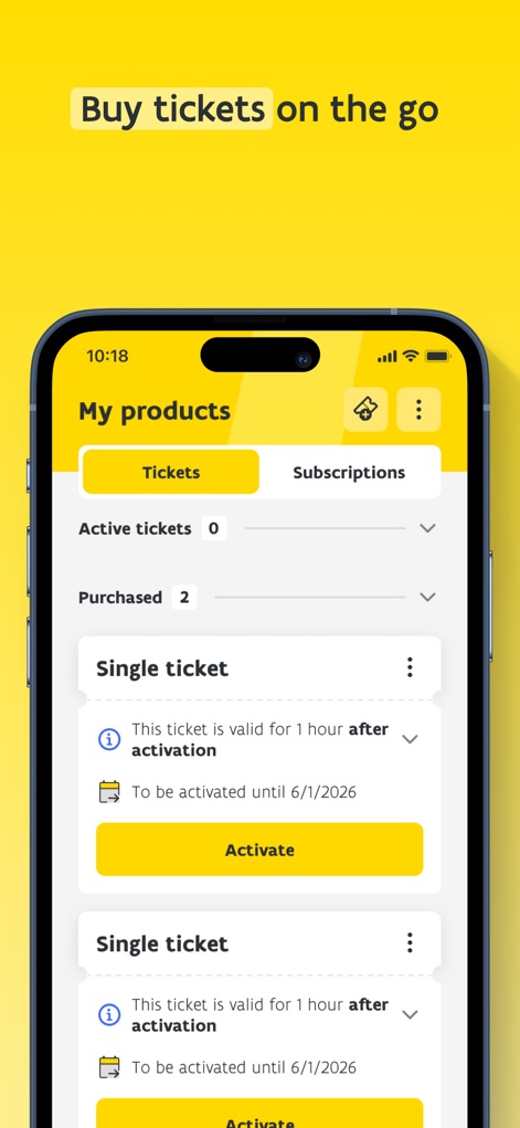 De Lijn - The app enables convenient digital ticket purchases, providing clear details such as validity period and a straightforward "Activate" button for immediate use.
