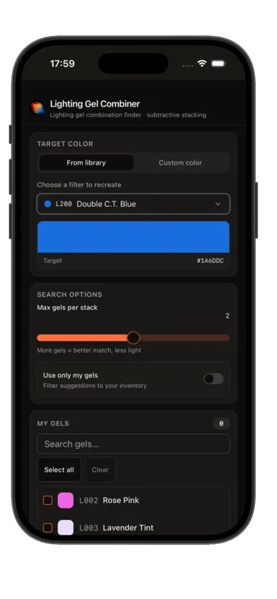 Lighting Gel Combiner screenshot 2
