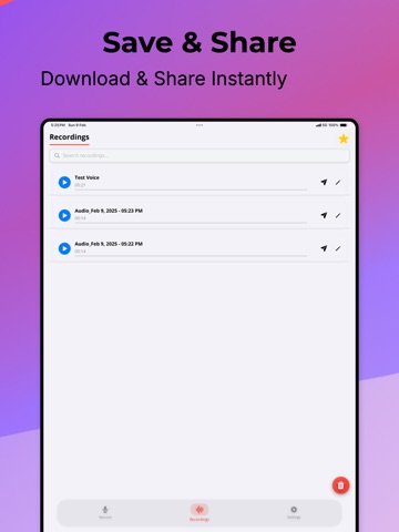 AI Audio Recorder & Memos iPad screenshot