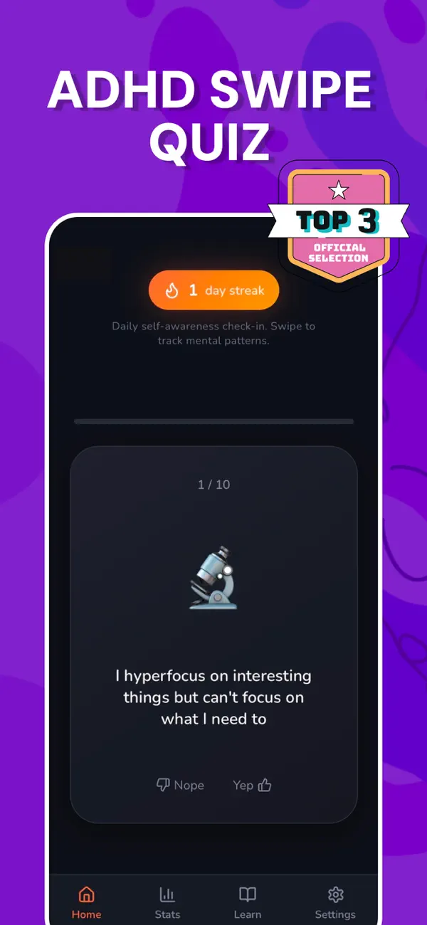 Screenshot #1 pour ADHD Swipe Test