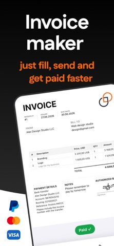 New invoice form in the Invio iPhone app