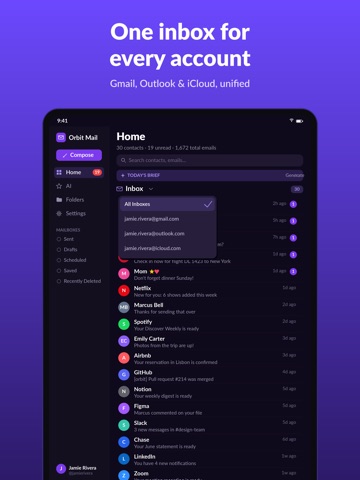 Orbit Mail iPad screenshot