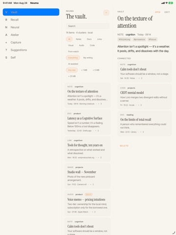 Neuma: Second Brain iPad screenshot