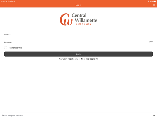 CW Mobile Banking iPad screenshot 1 - Finance app