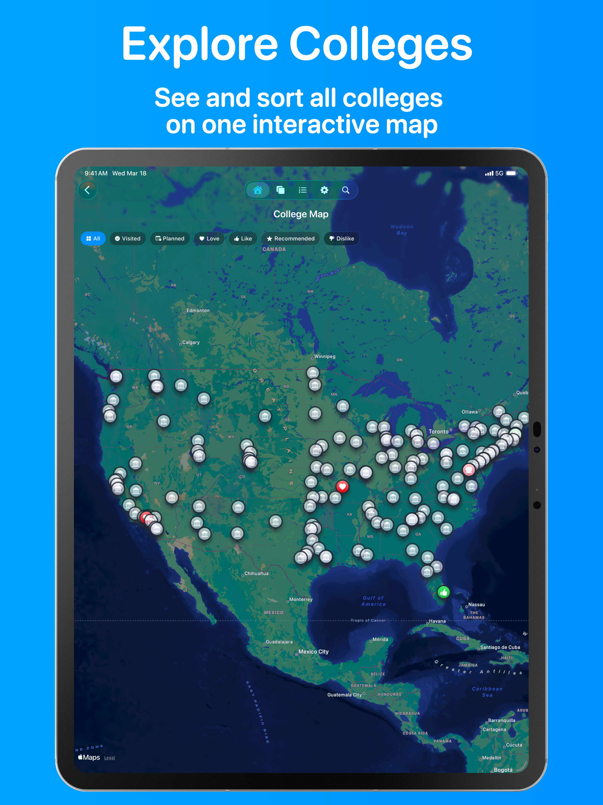 Toured - College Visit Tracker