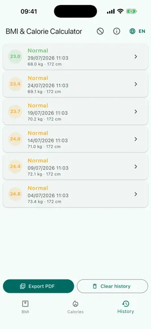 BMI Calculator & Calorie Log screenshot 3