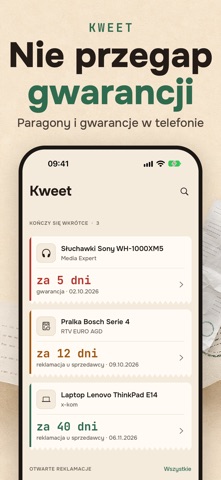 Kweet: paragony i gwarancje screenshot 1