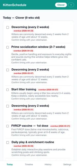 KittenSchedule: Kitten Care screenshot 2