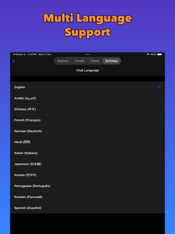 Dream AI Companion iPad screenshot