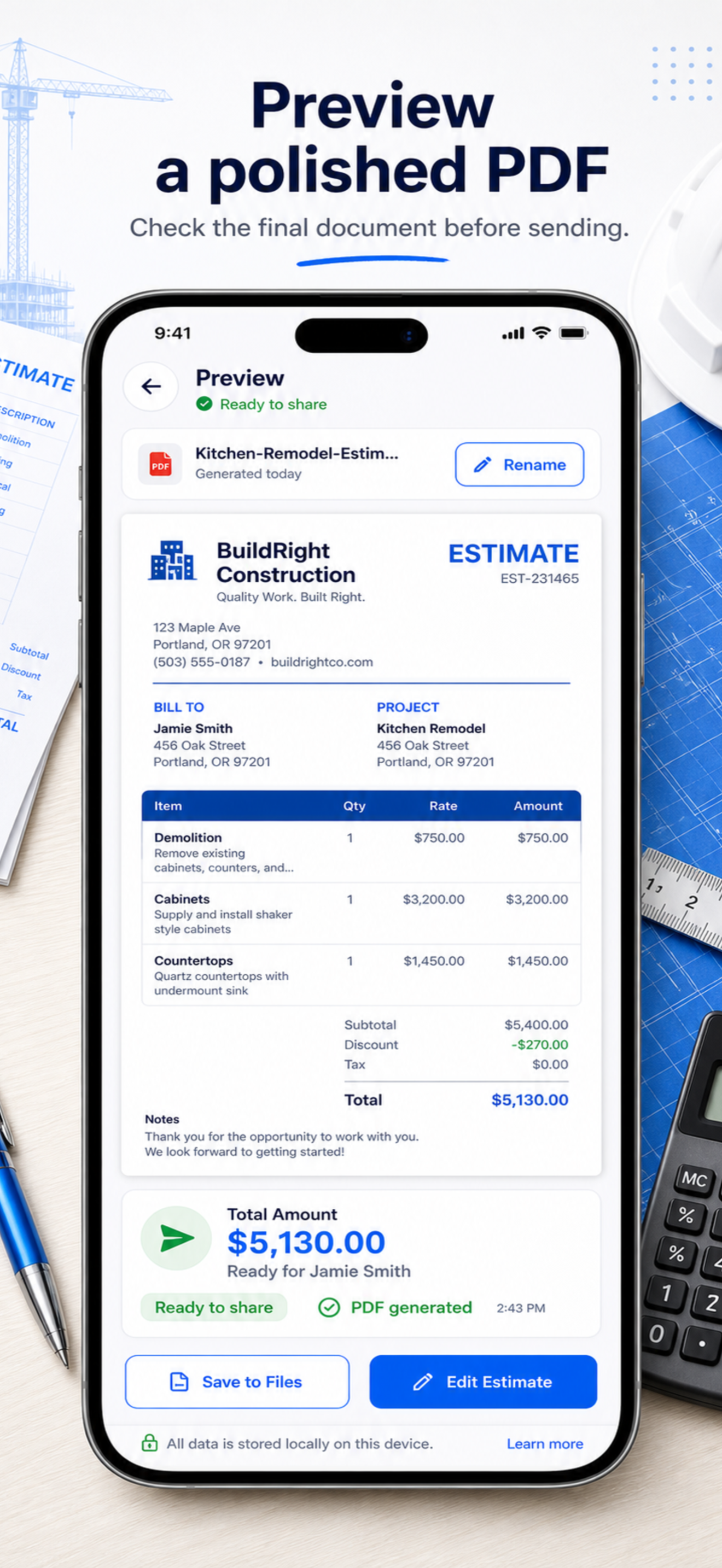 Contractor Estimate Maker