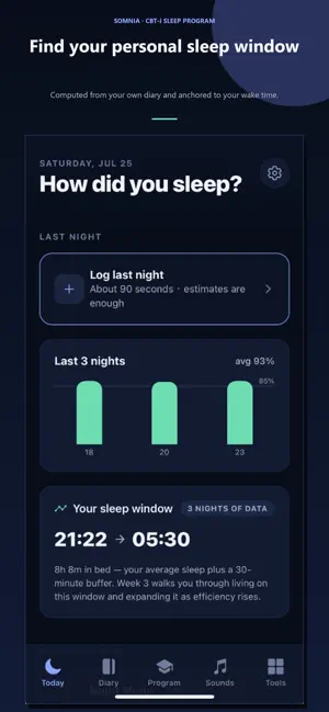 Somnia: CBT-i Sleep Plan screenshot 1