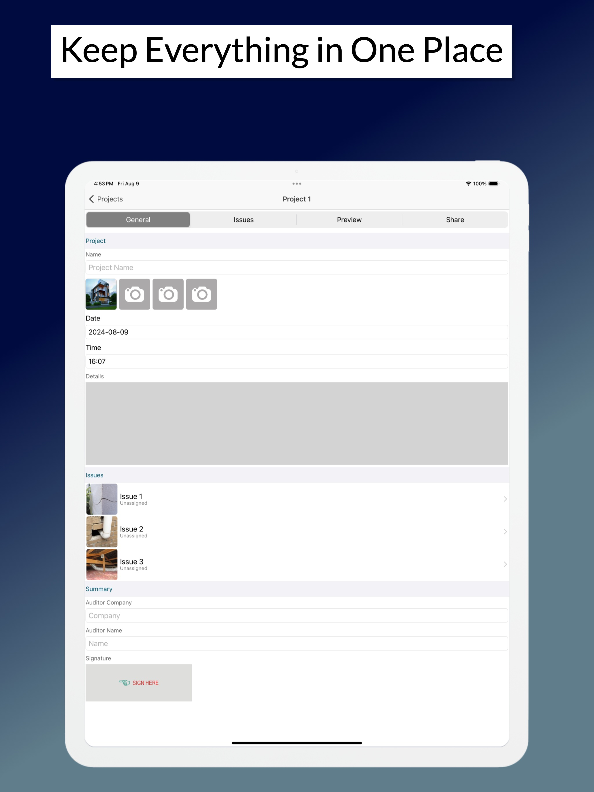 Site Audit - Punch, Snag Lists