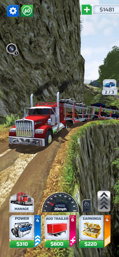 Truck Transport Simulator ! - Das Bild fängt den Transporter auf einem schmalen Pfad entlang der Klippe ein, umgeben von detailreicher Vegetation, was die Immersion in die Spielwelt verstärkt.