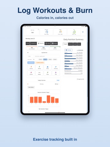 MyFoodData iPad screenshot