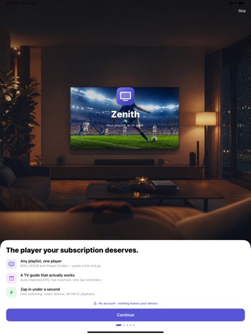Zenith: IPTV Player & Live TV iPad screenshot
