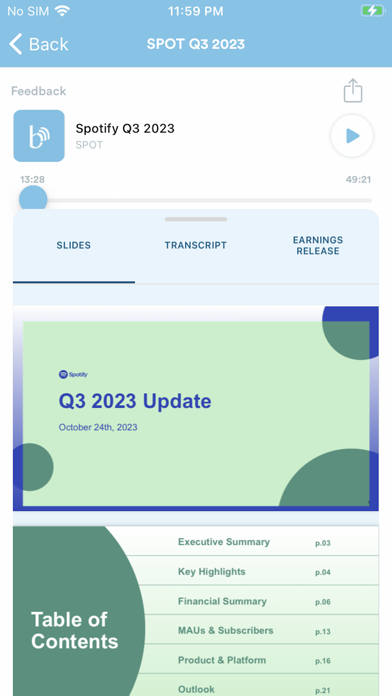 Earnings Calls Screenshot