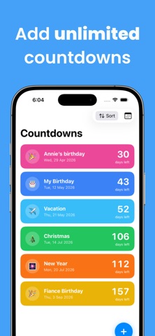 Countdown Widget - Days App iPhone screenshot