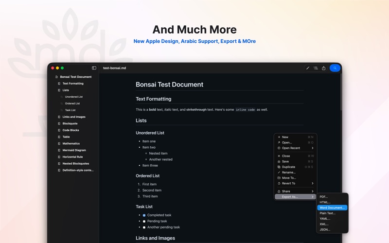 Bonsai MD screenshot