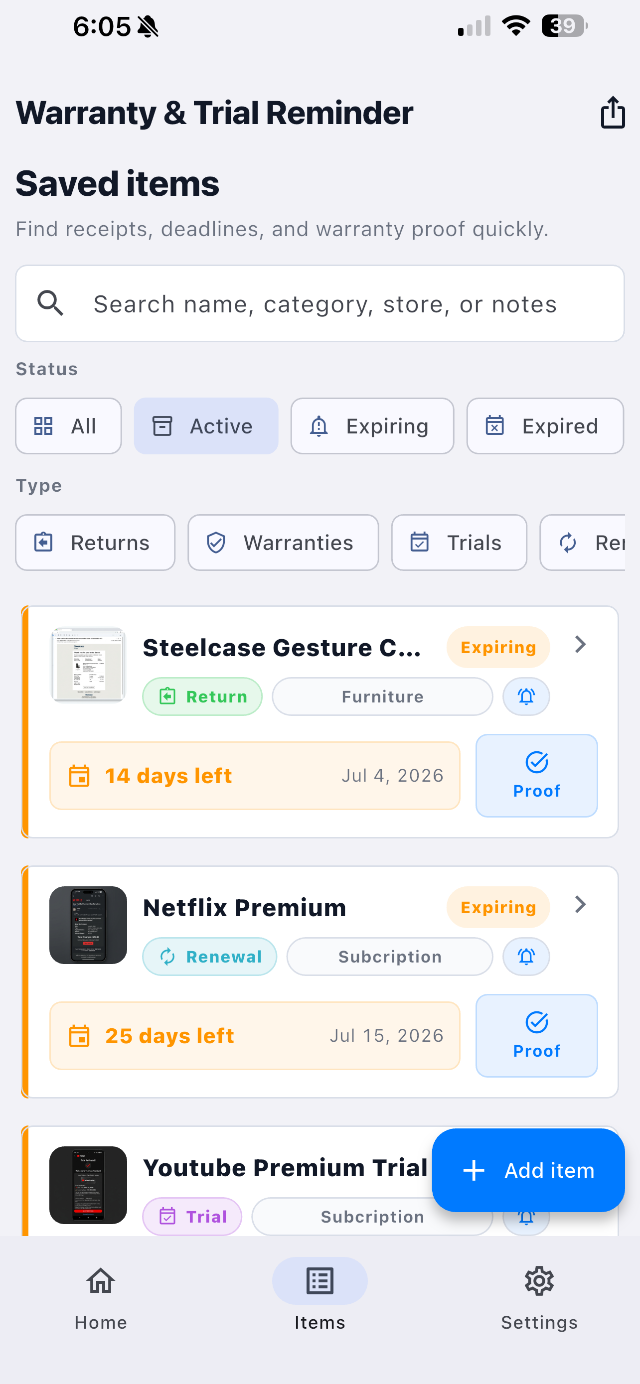 Warranty & Trial Reminder screenshot 4