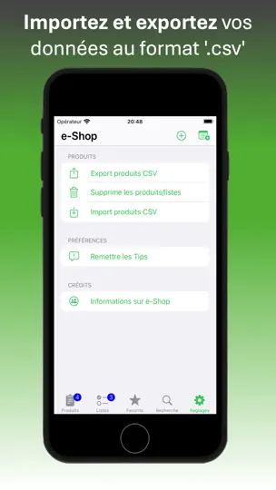 Capture d'écran de E-Shop sur iPhone 5
