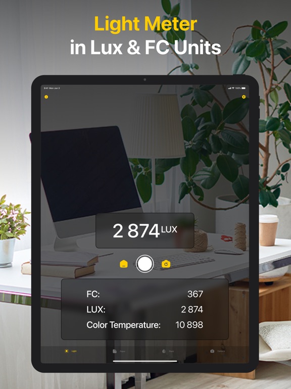 Lux Light Meter Pro for Photo iPad screenshot 2 - Utilities app