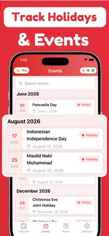 Indonesia holidays Calendar screenshot